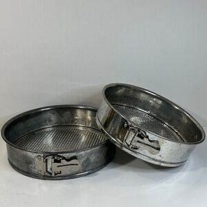 Kaiser Springform Pan Set 2 Piece 10 Inch and 9.5 Inch Waffle Bottom Silver Tin
